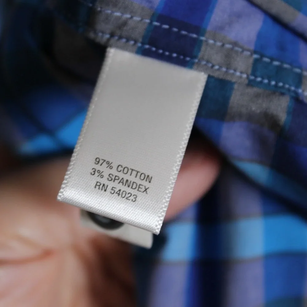 Banana Republic Slim Fit Tall Plaid Button‎ Down Shirt Mens L Blue Gray